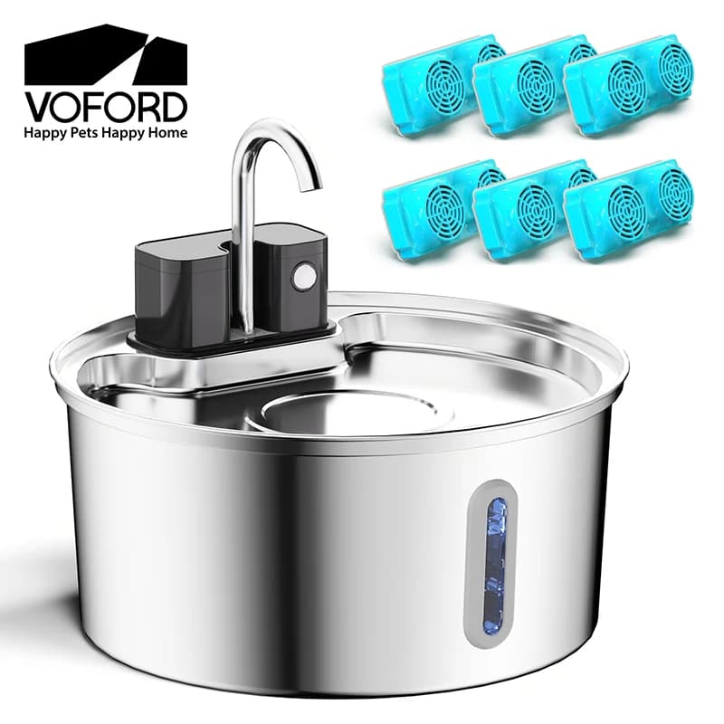 3.2L Wireless Stainless Steel Cat Water Fountain With 4000mAh Battery &amp; Sensor Automatic Filtration Pet Water Drinker Dispenser